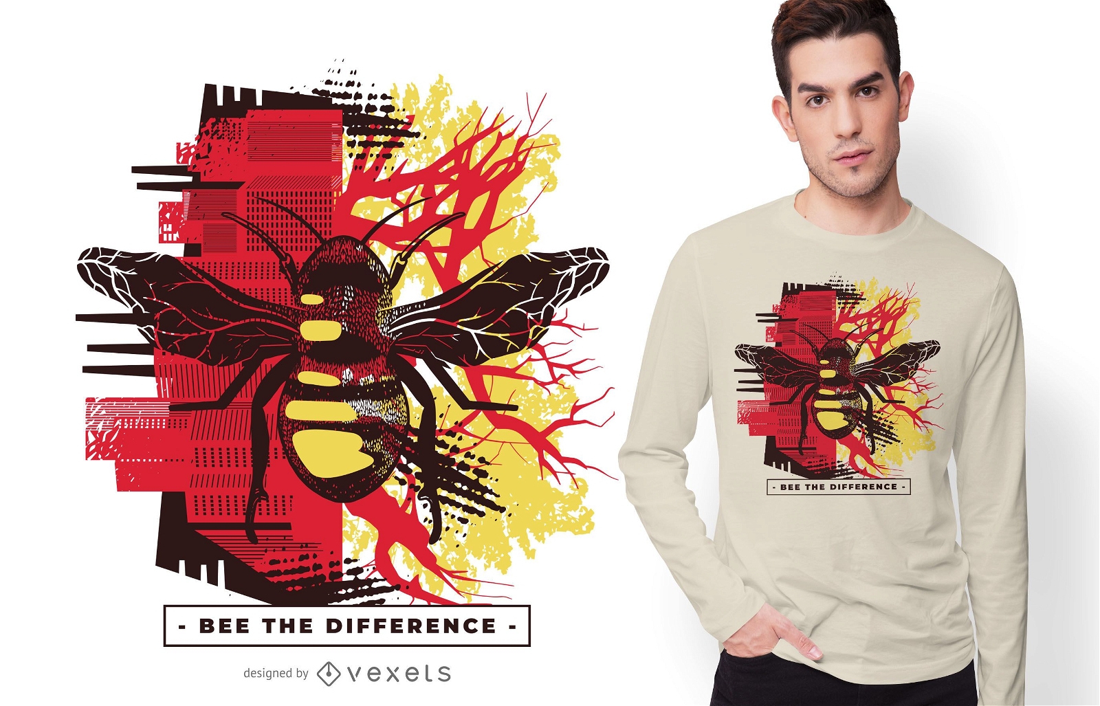Design de camiseta de citação de abelha a diferença