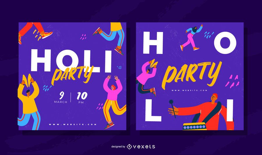 Holi Festival Square Party Banner Set Holi Festival Square Party Banner Set
