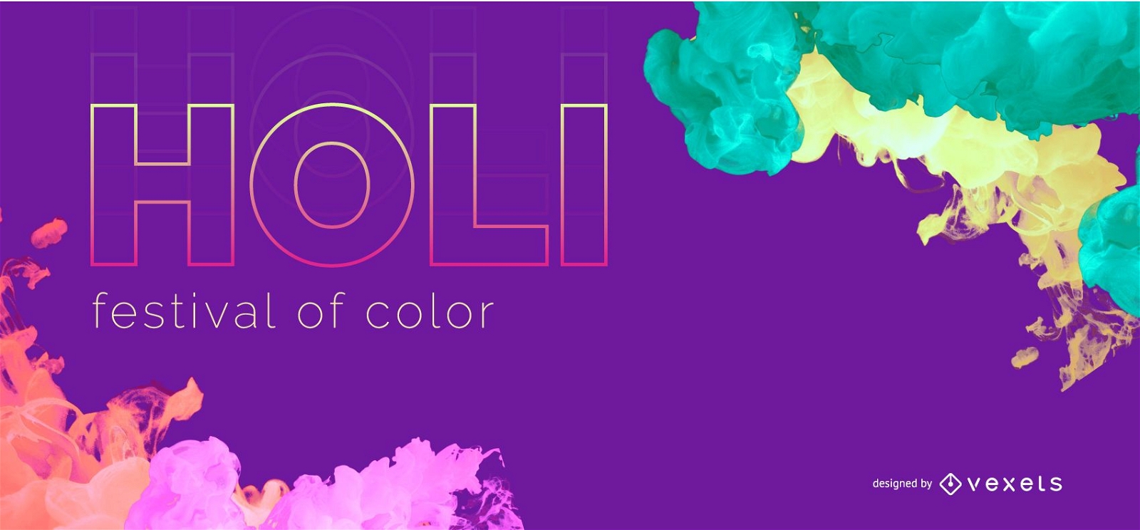 Design de banner colorido da Web do Holi Festival