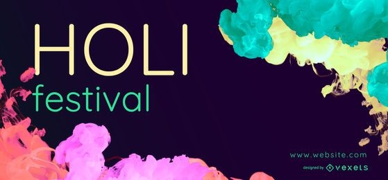 Diseño de banner web Holi Festival