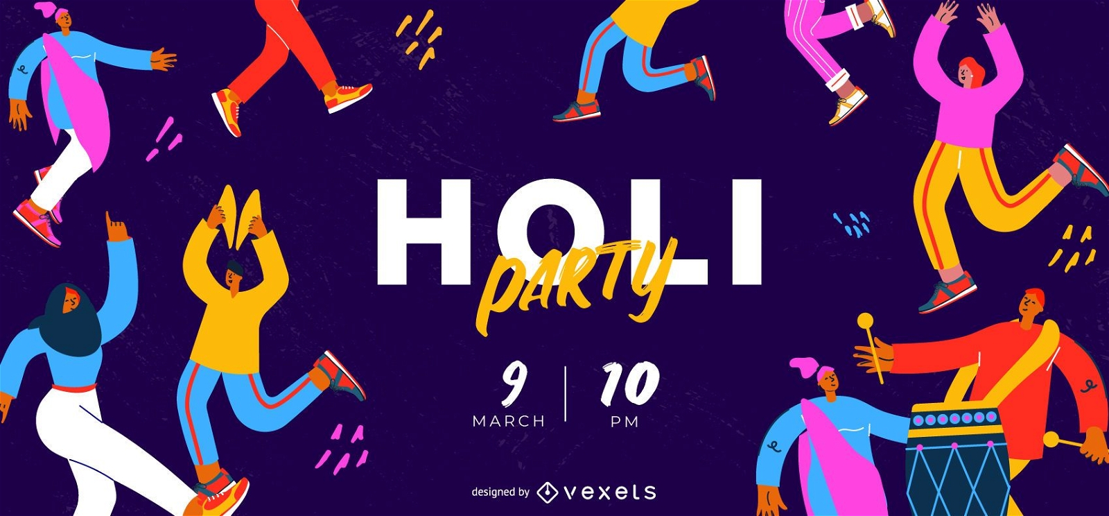 Design de Slider da Web para Festa Holi Festival