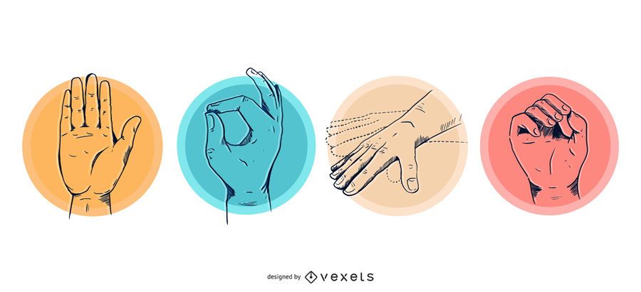 Scuba diving hands set Scuba diving hands set