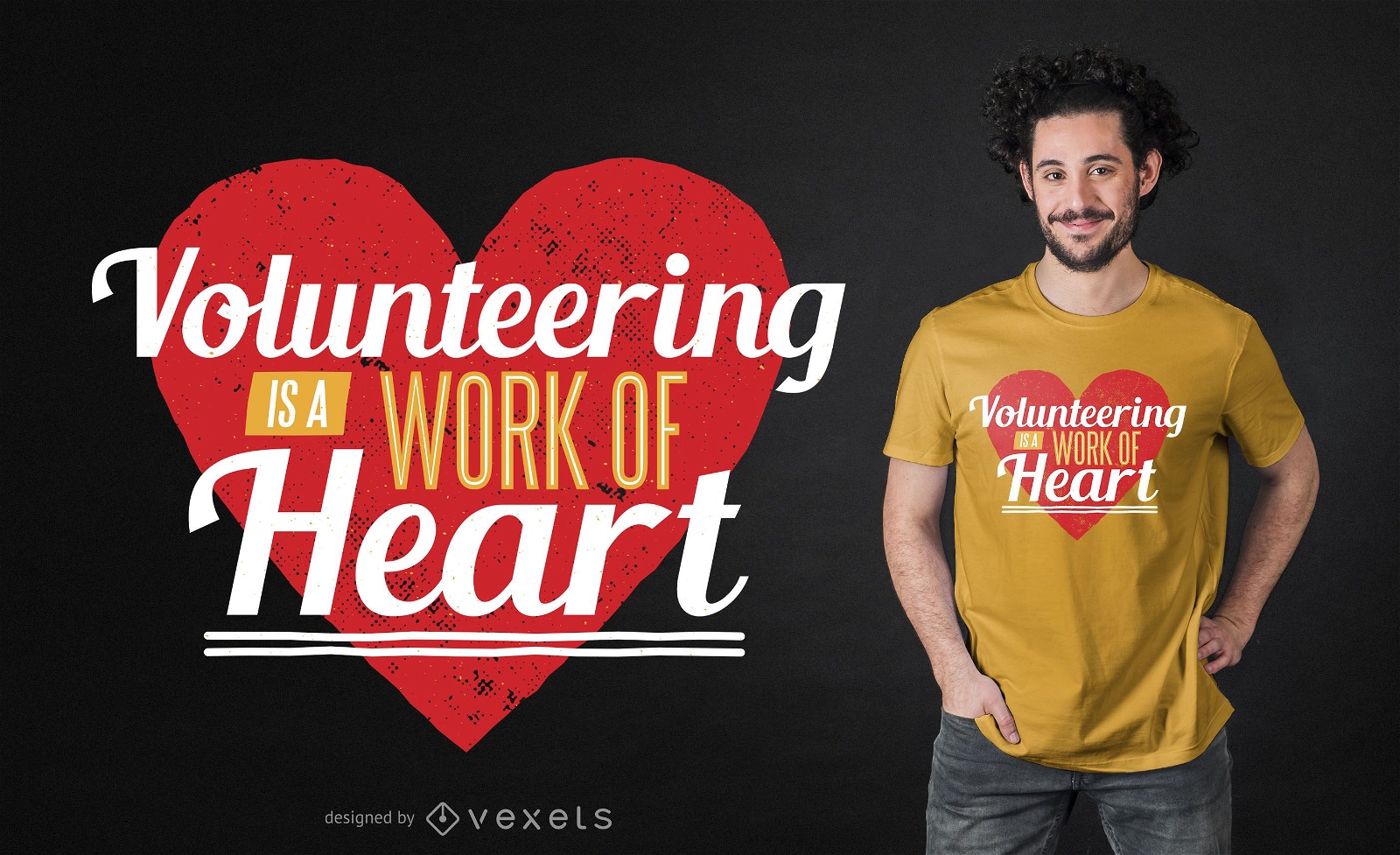 Design voluntário de camisetas com coração