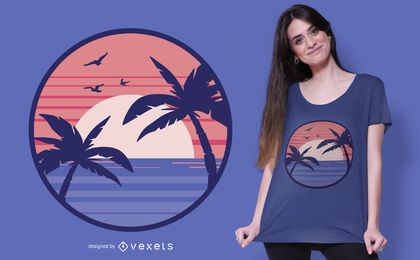 Diseño de camiseta de playa puesta de sol Diseño de camiseta de playa puesta de sol