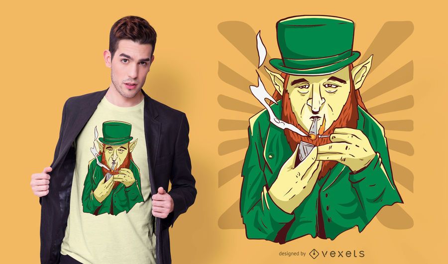 Diseño de camiseta de marihuana Leprechaun Diseño de camiseta de marihuana Leprechaun