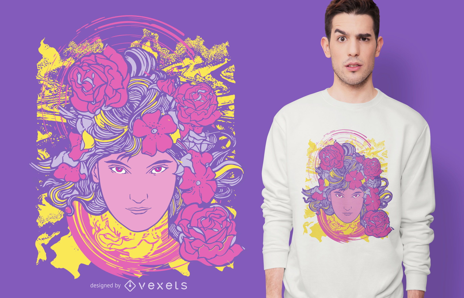 Design floral de camisetas femininas trippy