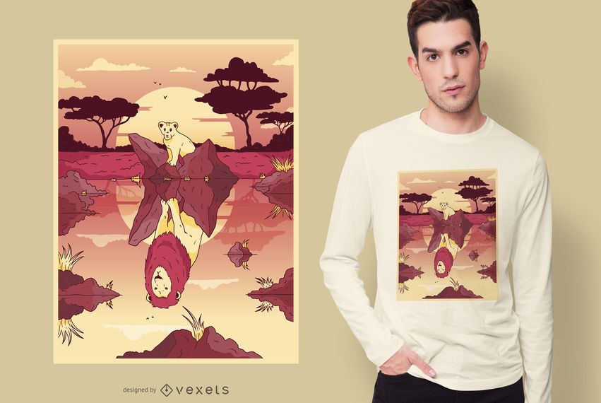 Lion Pool Reflection T-shirt Design Lion Pool Reflection T-shirt Design
