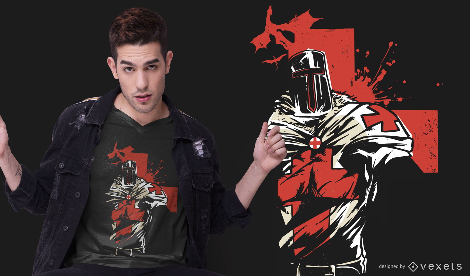 Diseño de camiseta Red Cross Knight