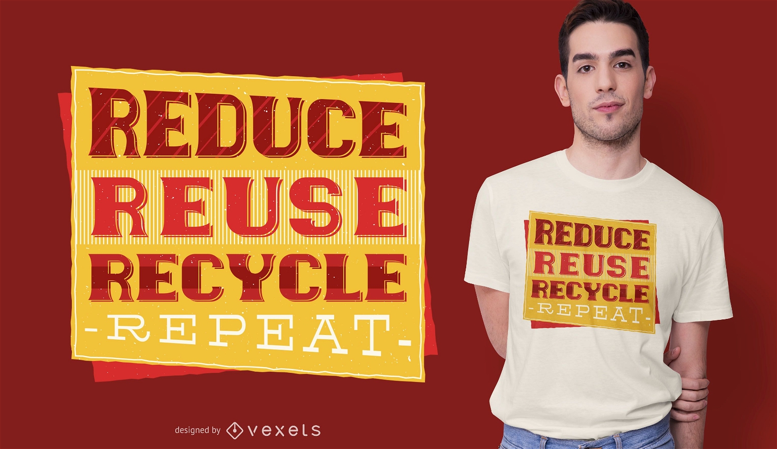 Design de camiseta reciclada vermelha