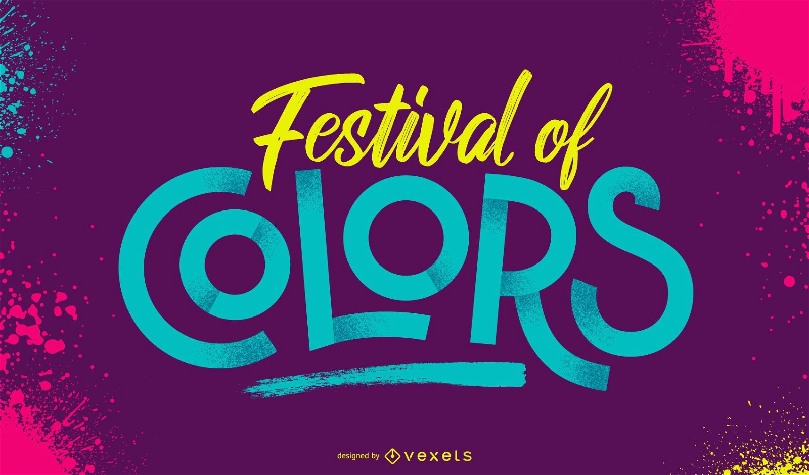 Holi Festival der Farben Schriftzug