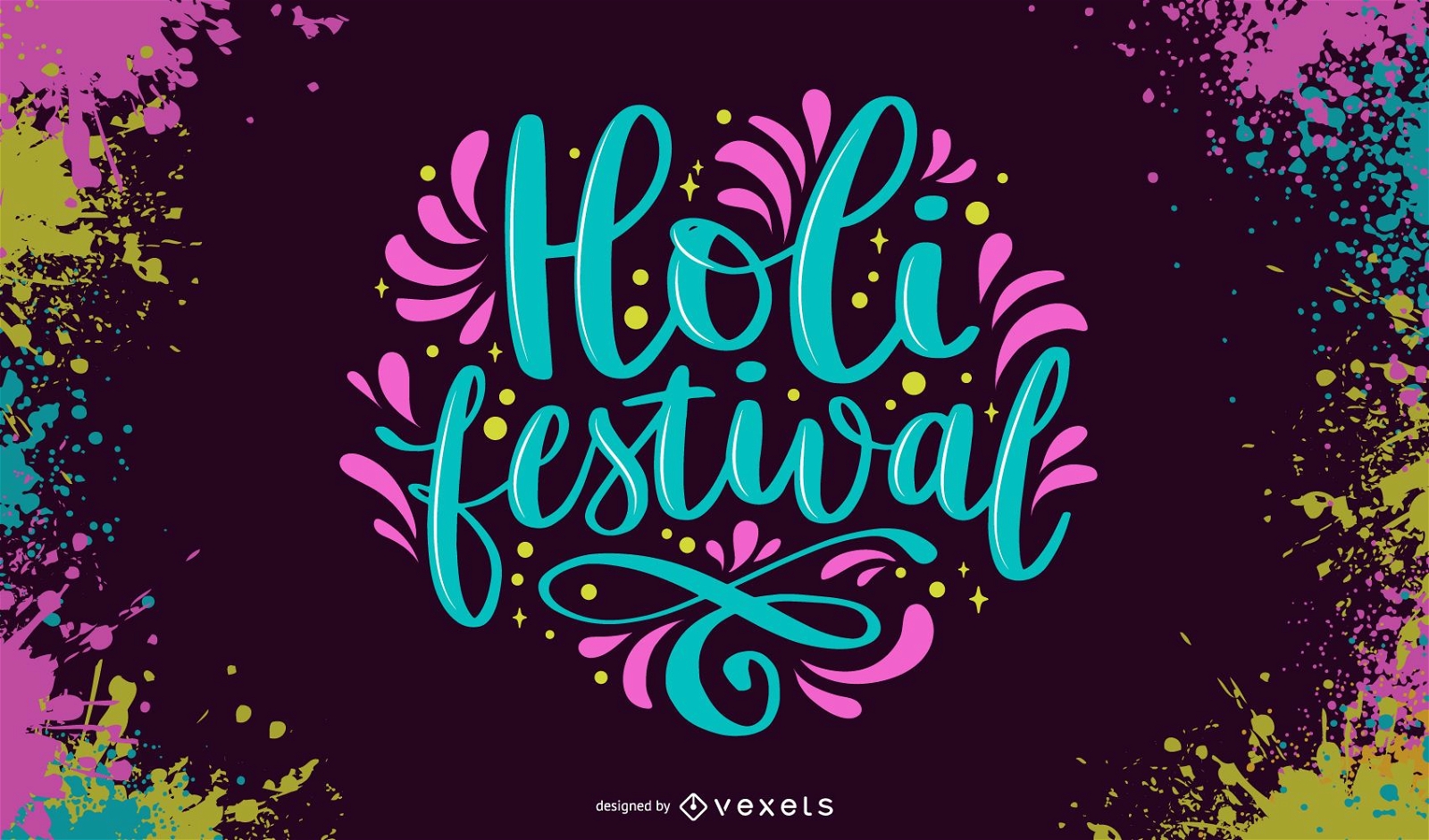 Letras coloridas do festival Holi
