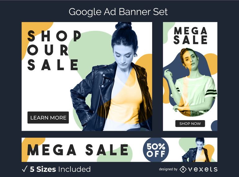 Model abstract ad banner set Model abstract ad banner set