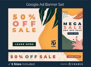 Conjunto de banner de anúncio orgânico abstrato