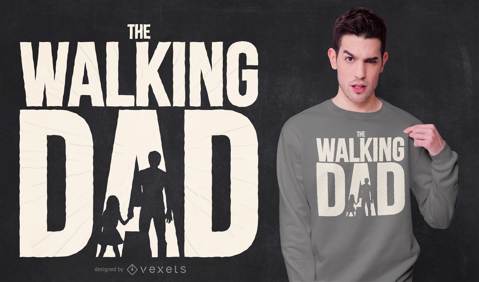 Walking dad t-shirt design
