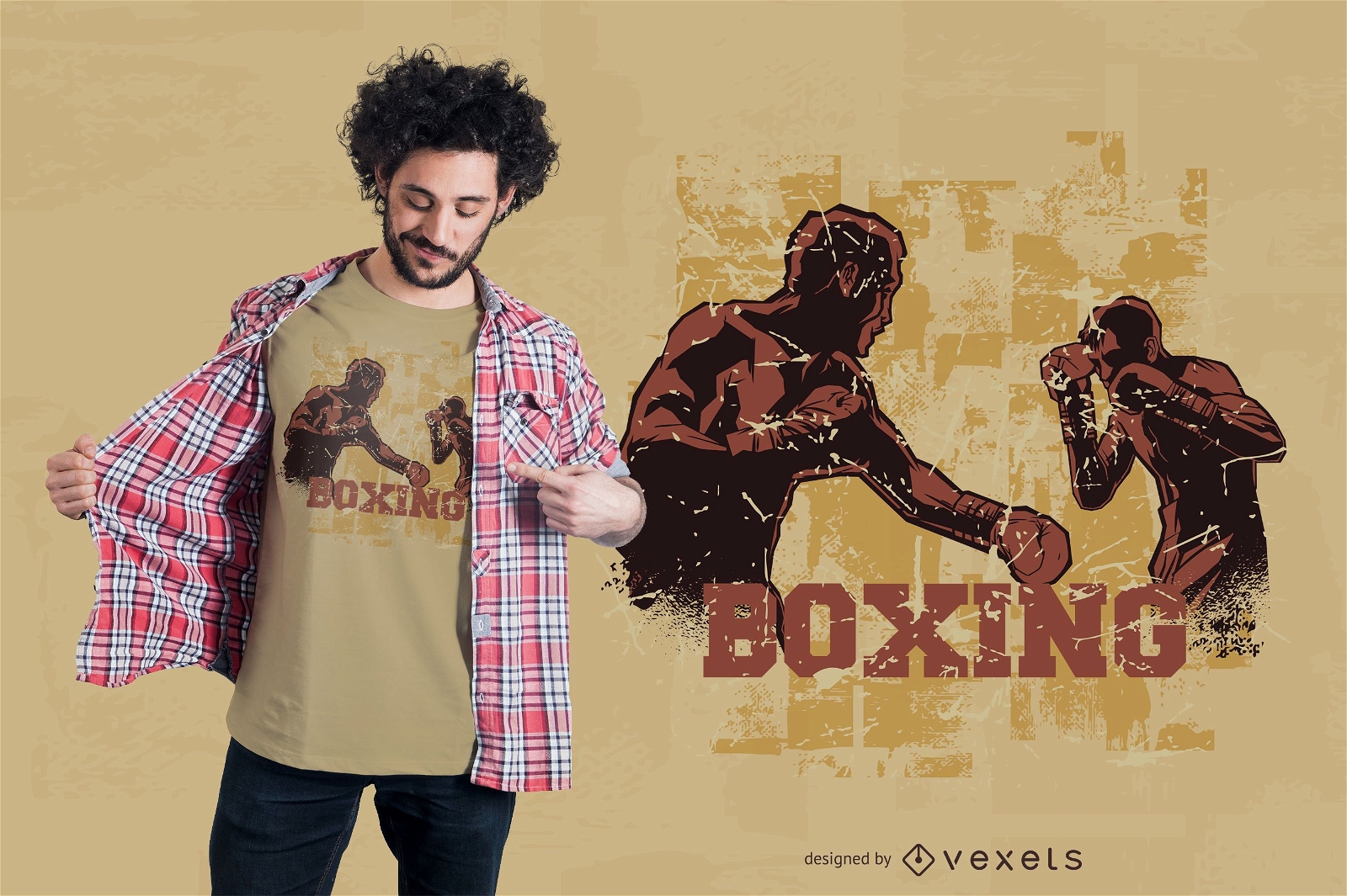 Design vintage de t-shirt de boxe