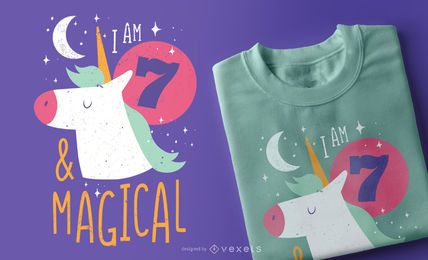 Design de t-shirt de unicórnio de aniversário