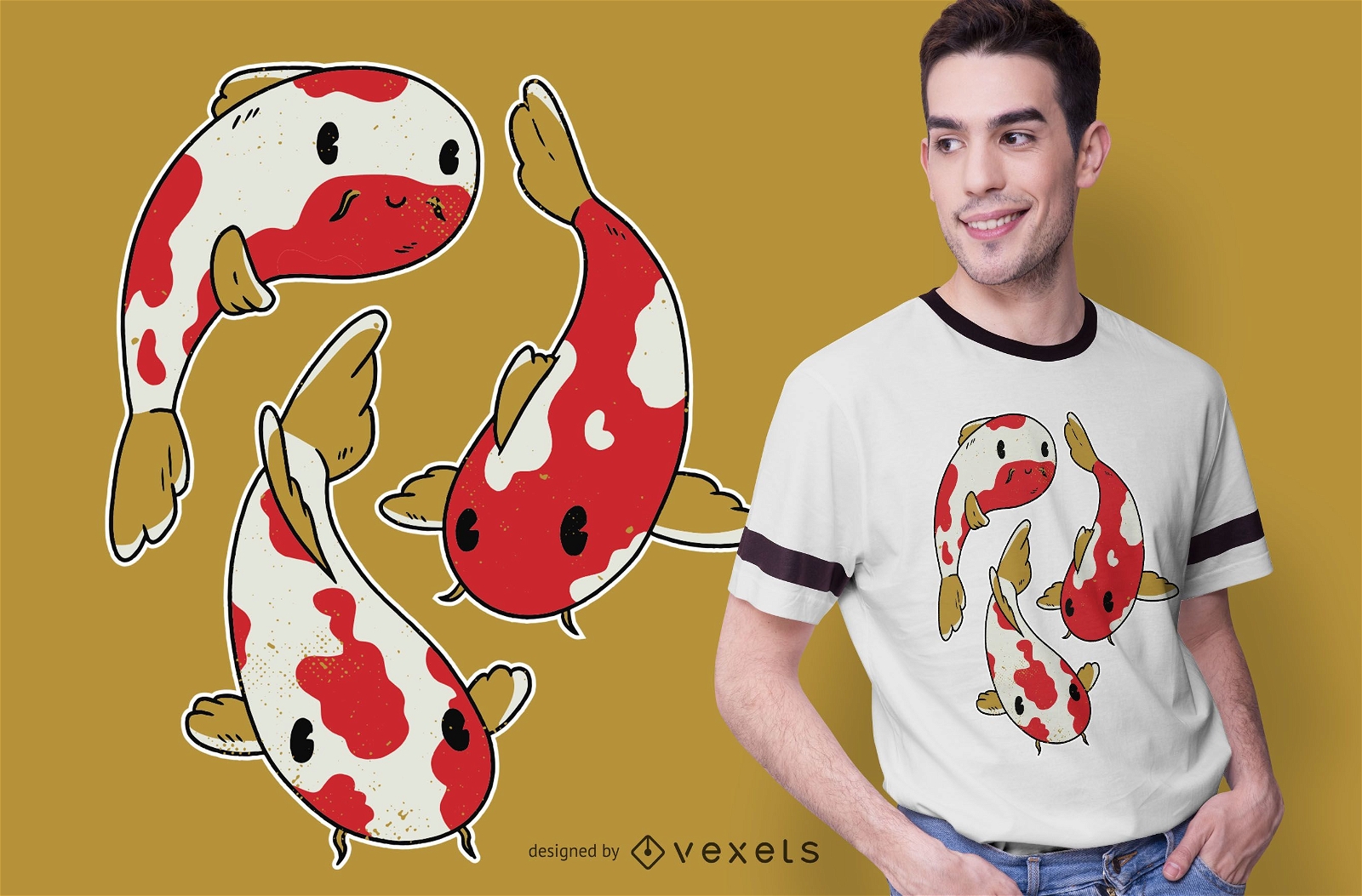 Design de camisetas de peixes Koi