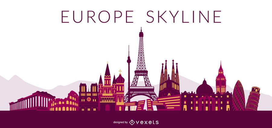 Europe Colored Skyline Design Europe Colored Skyline Design