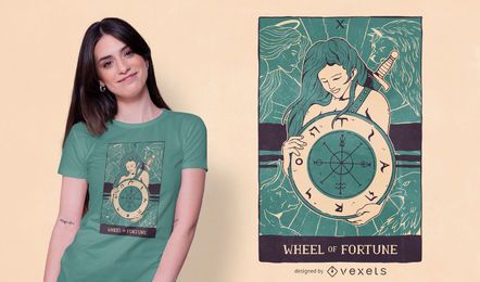 Diseño de camiseta de tarot de la rueda de la fortuna. Diseño de camiseta de tarot de la rueda de la fortuna.
