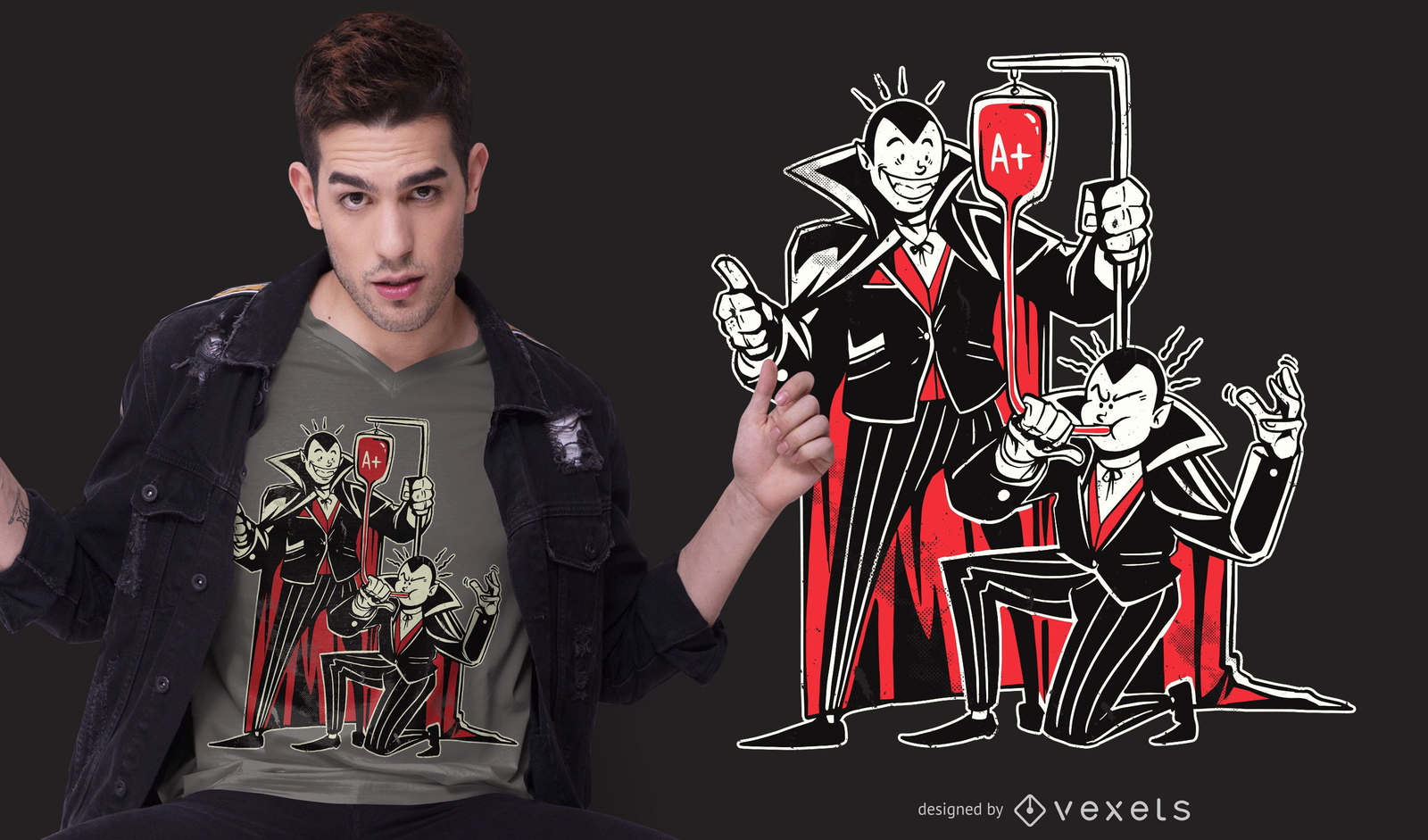 Diseño de camiseta de vampiros de bong de sangre