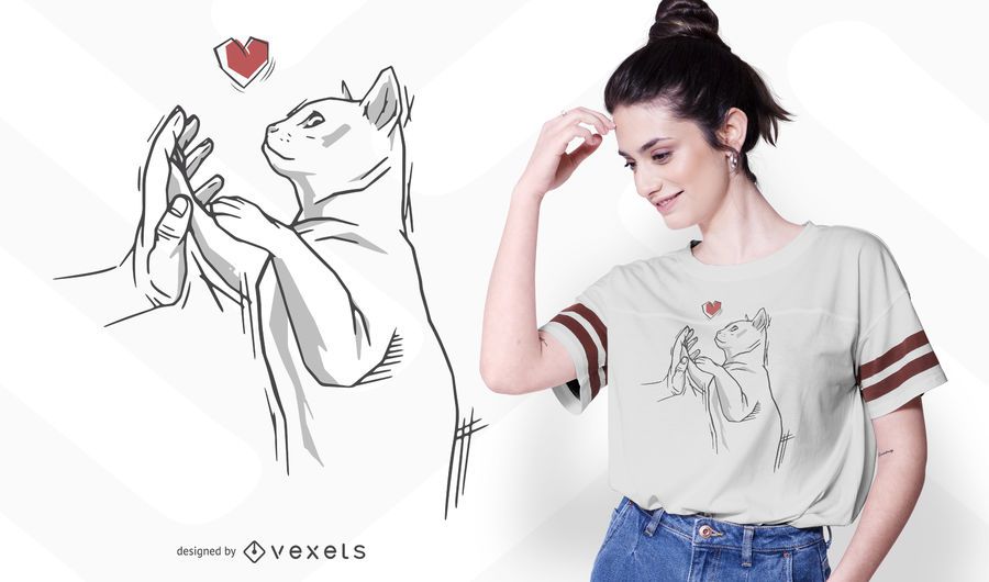 Cat hand t-shirt design Cat hand t-shirt design