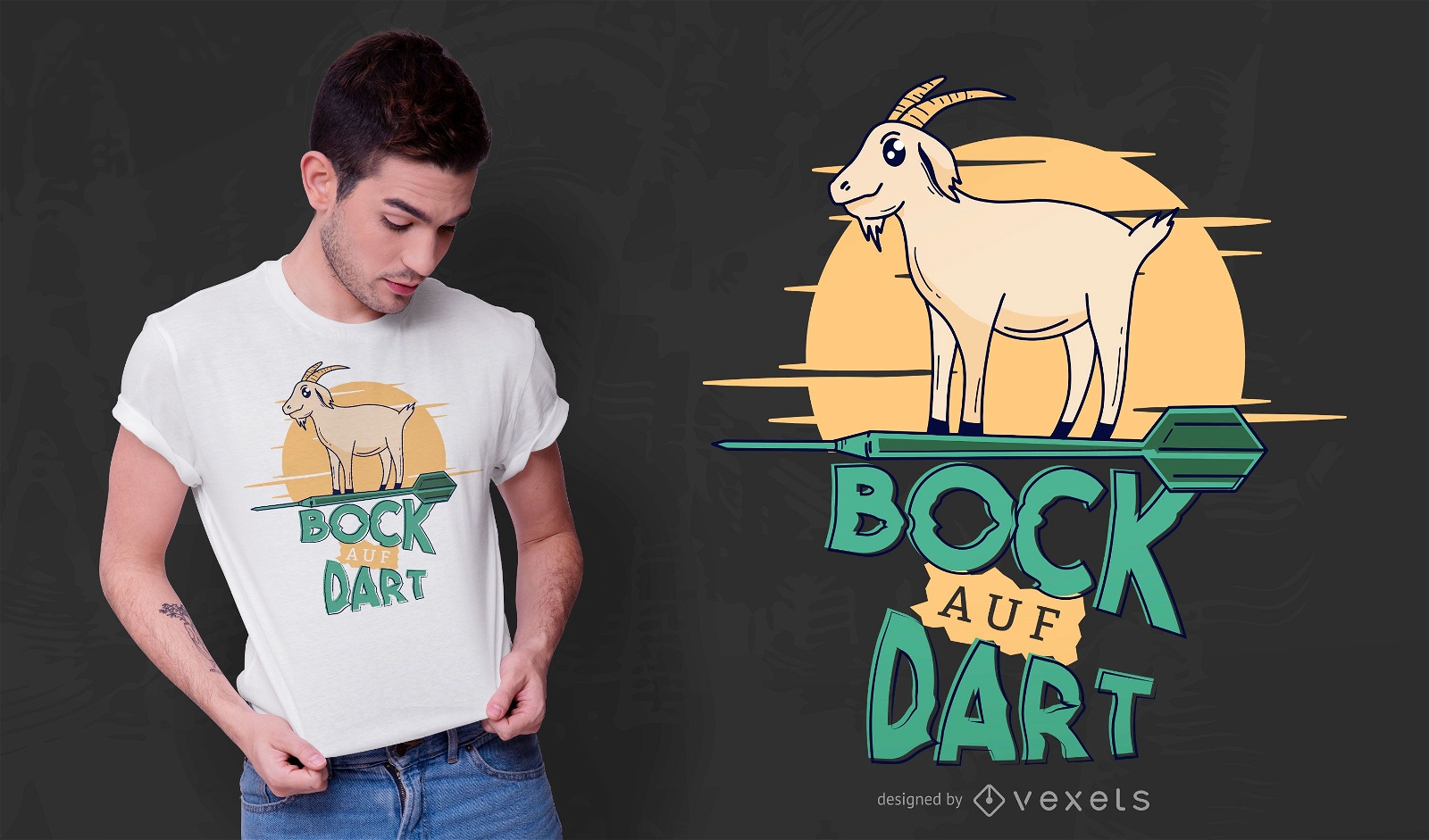 Diseño de camiseta alemana de cabra dardo.