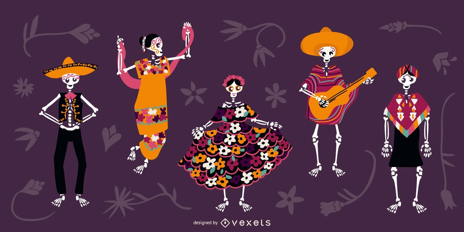 Zeichensatz der Cinco de Mayo-Skelette