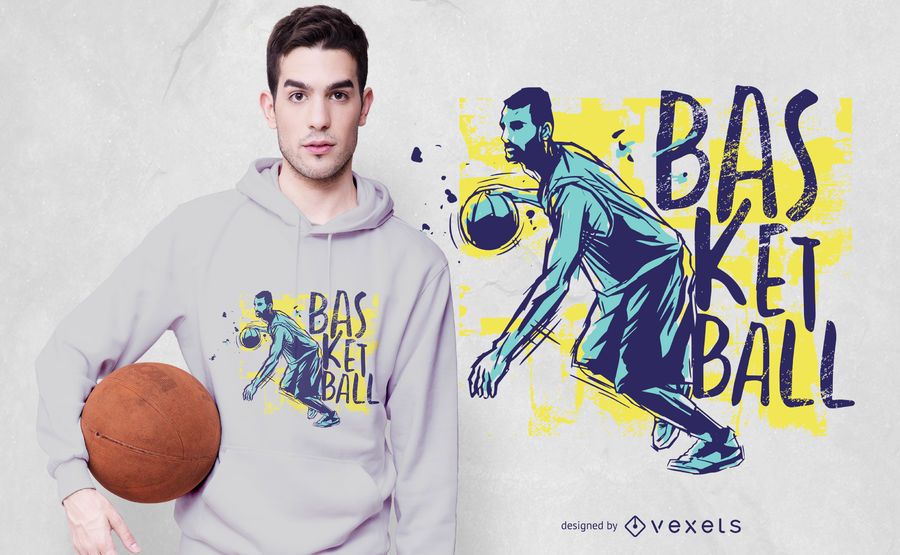 Basketball Grunge Color T-shirt Design Basketball Grunge Color T-shirt Design