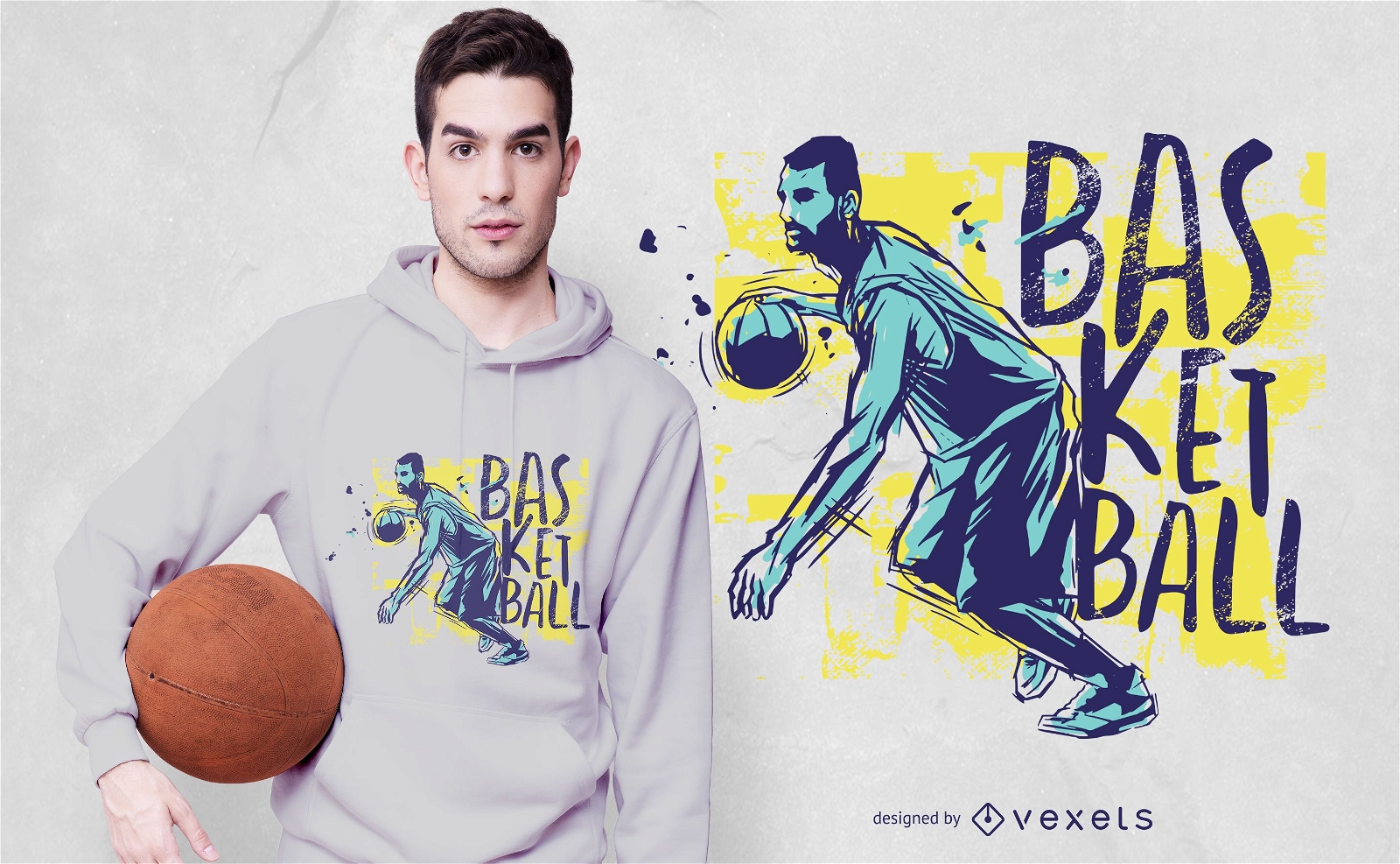 Design de camisetas coloridas grunge para basquete