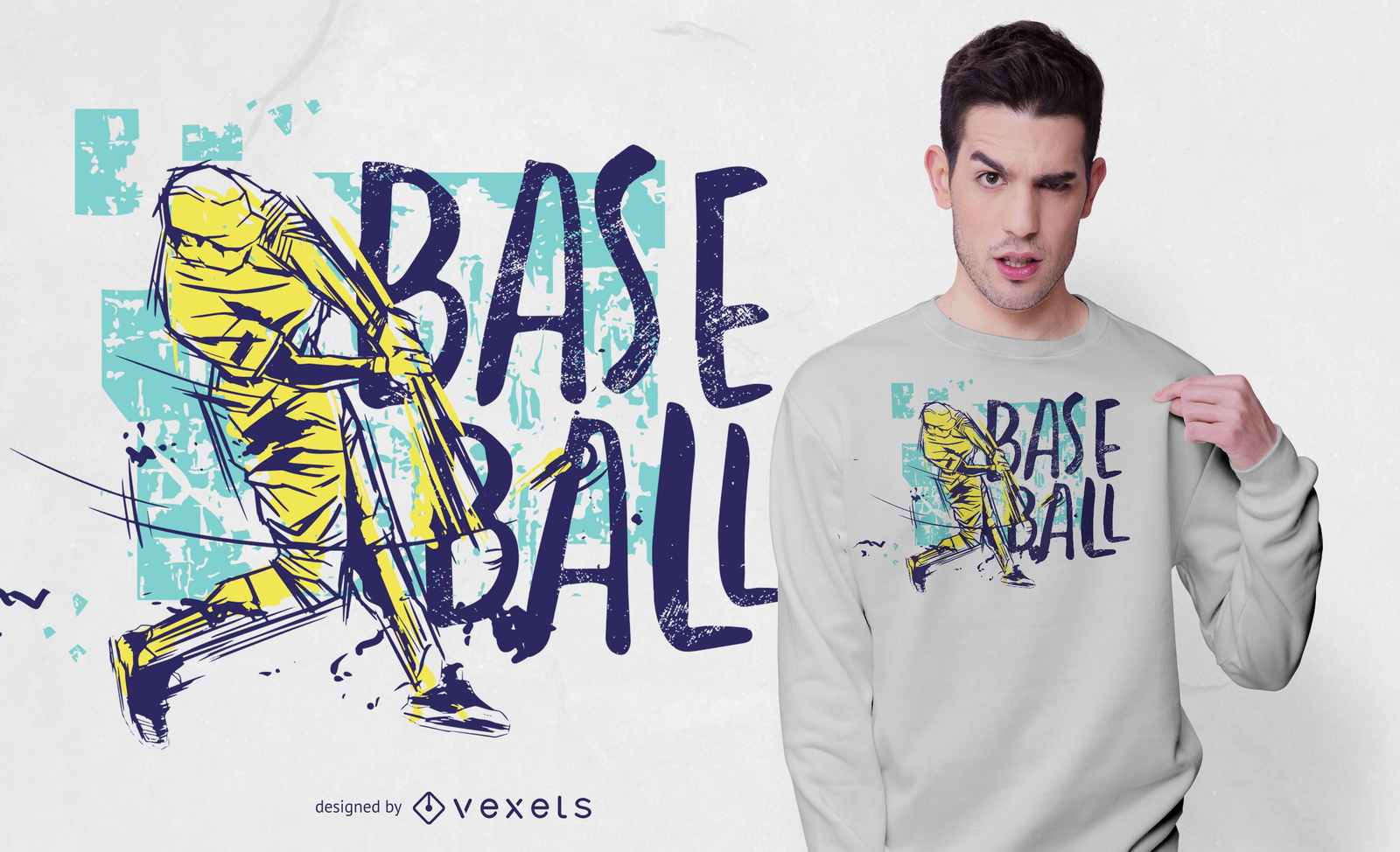 Design de camisetas coloridas grunge de beisebol