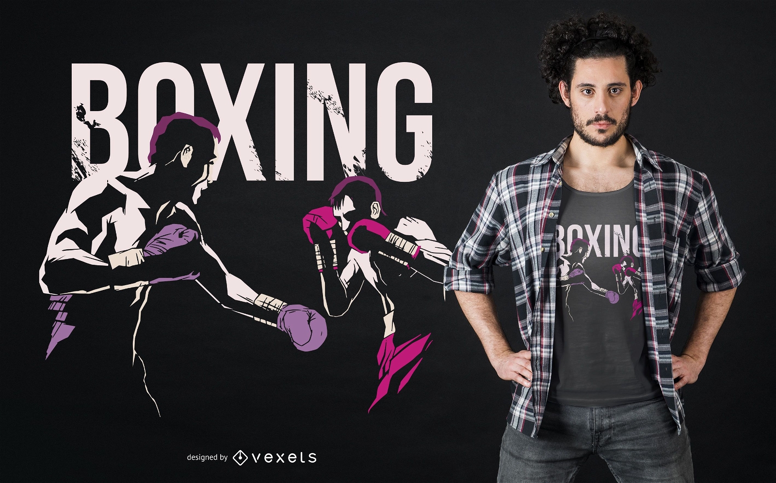 Design de camisetas boxe grunge Fighters