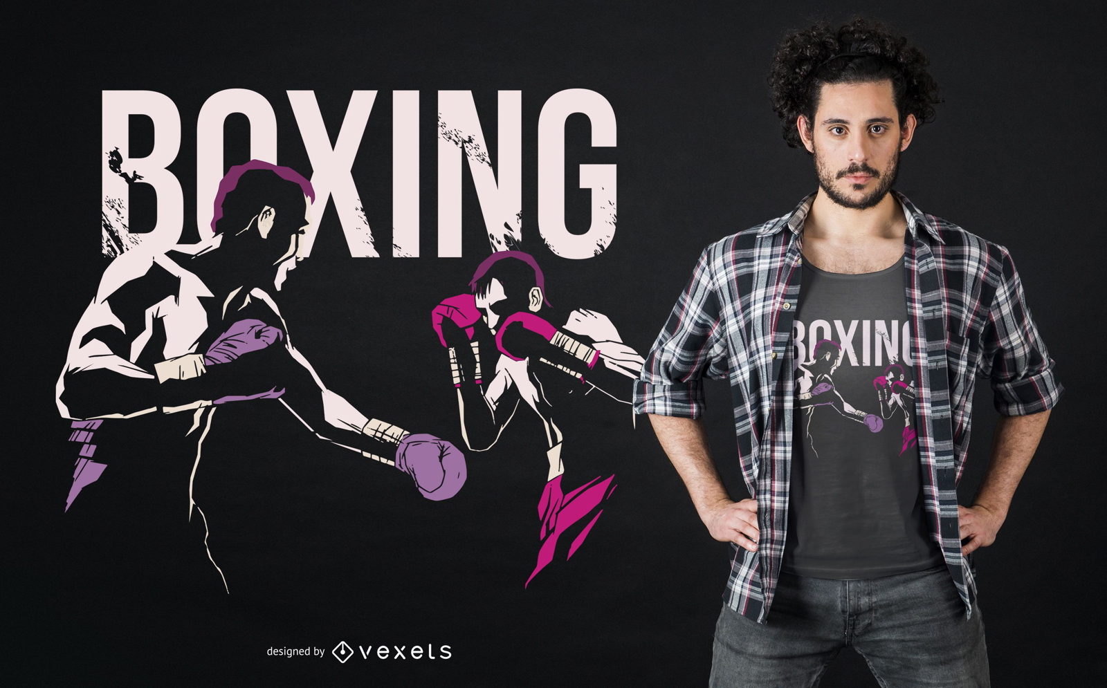 Diseño de camiseta Boxing Grunge Fighters
