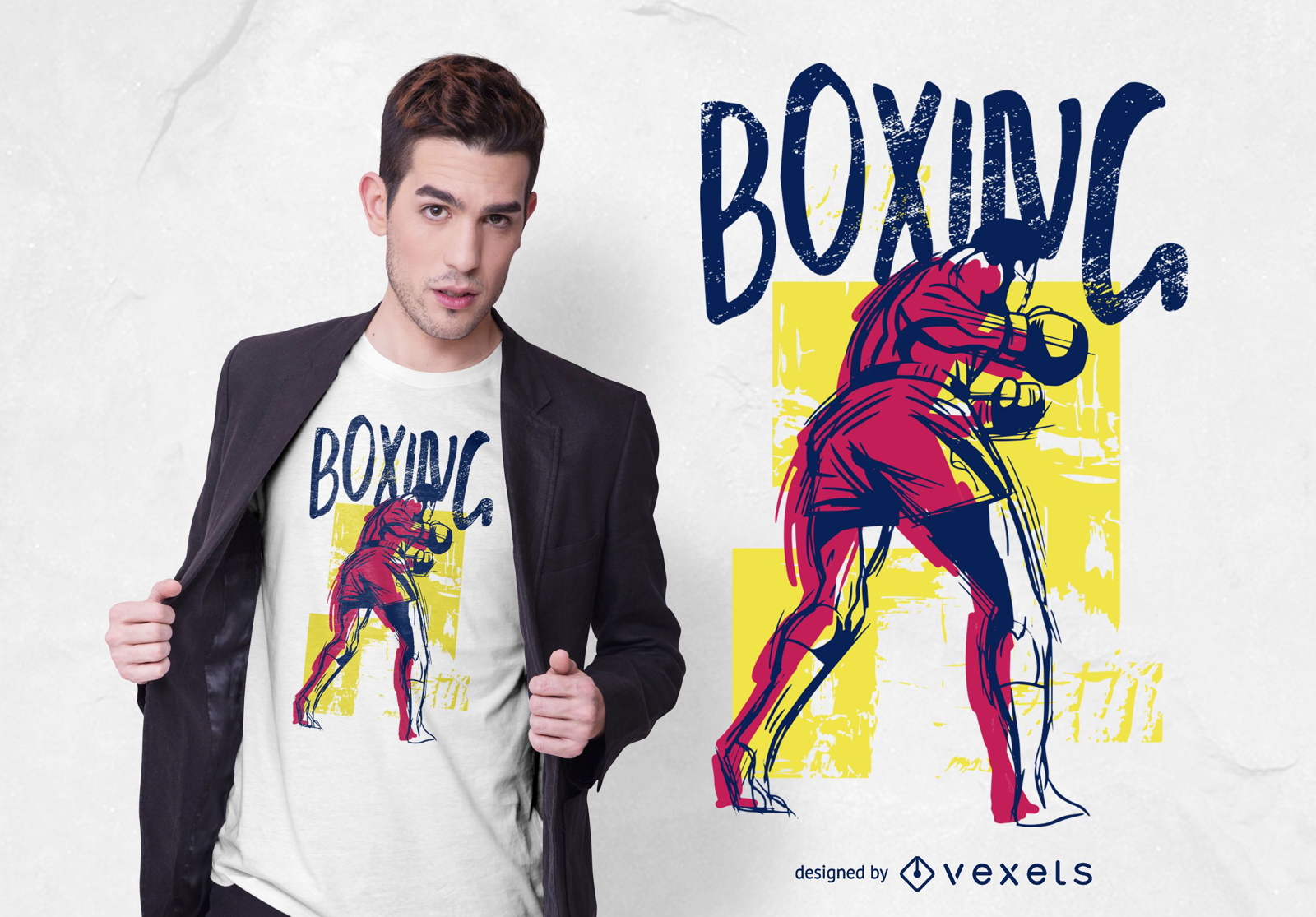 Dise?o de camiseta de boxeo deportivo grunge