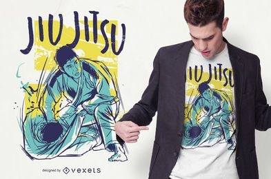 Design de camisetas coloridas Jiu Jitsu grunge