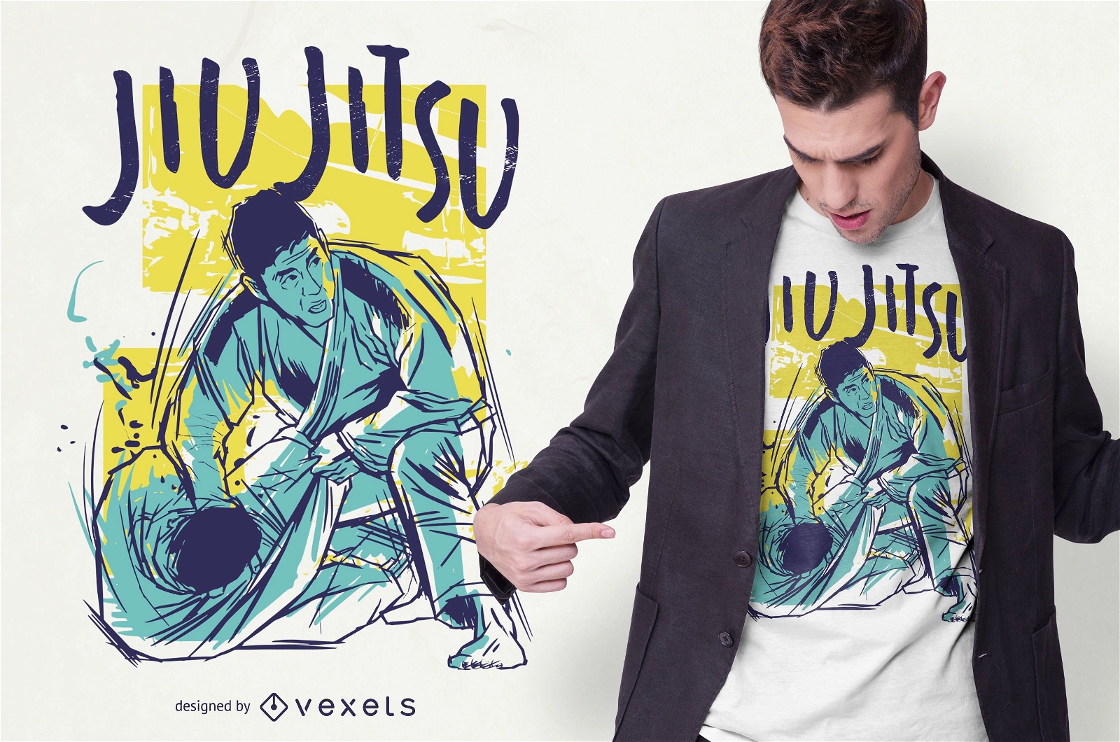 Jiu Jitsu Grunge Color T-shirt Design