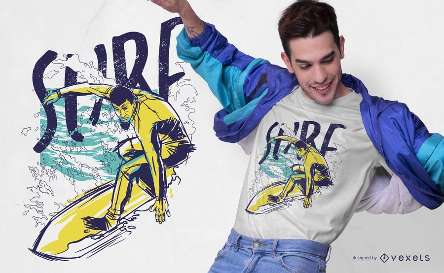 Design de t-shirt de cor Grunge de surf Design de t-shirt de cor Grunge de surf