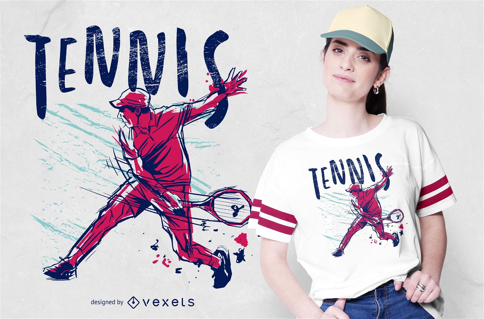Diseño de camiseta de color grunge de tenis