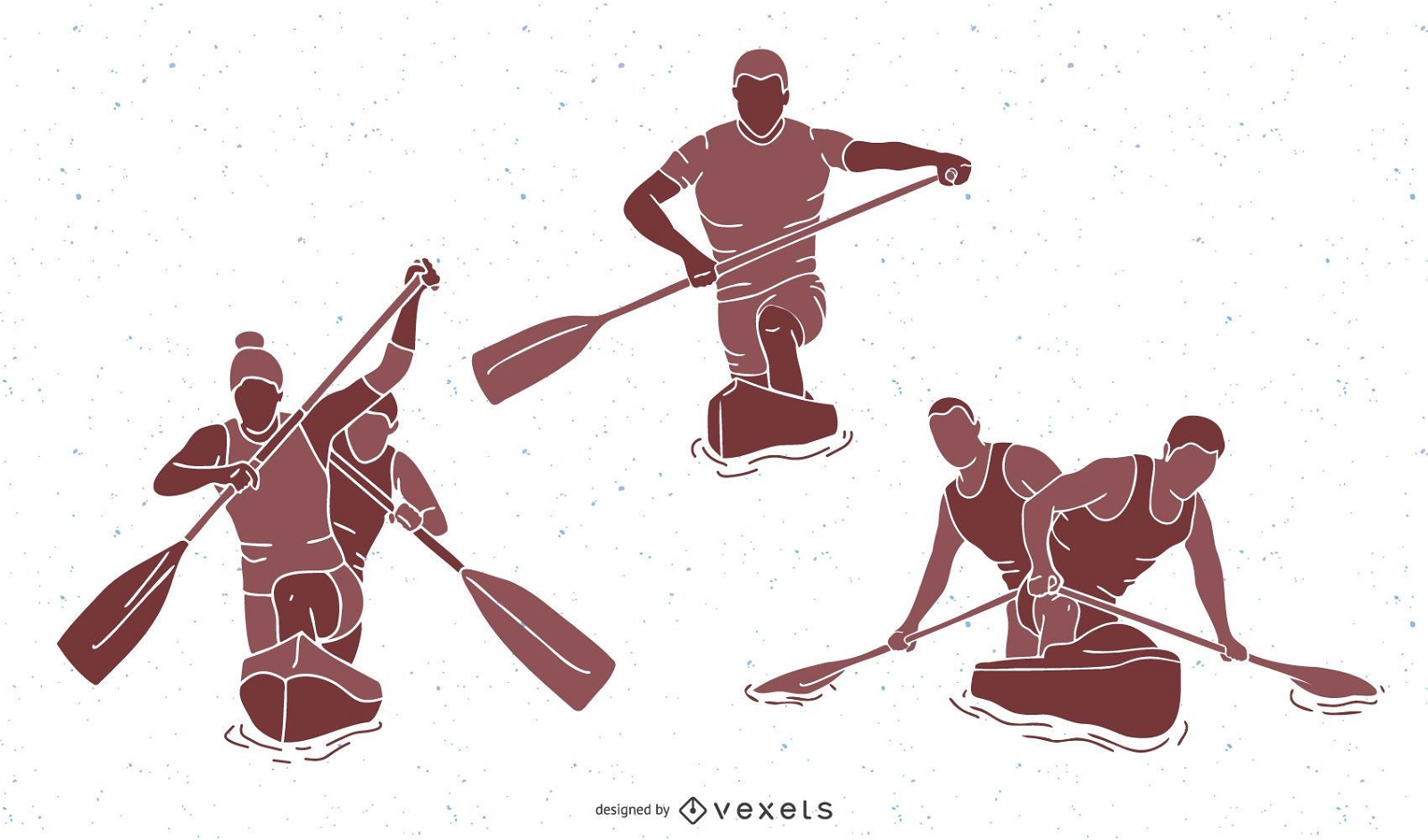 Pacote de silhueta de pessoas esportivas de canoagem