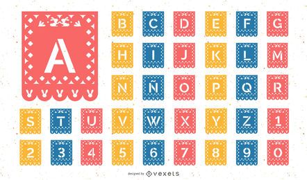 Ostern Papel Picado Alphabet gesetzt