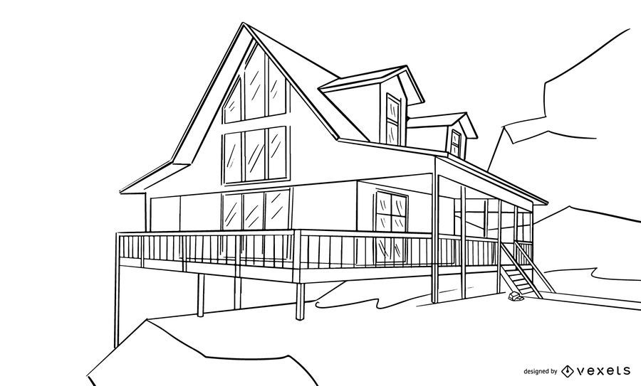 Boceto de diseño de casa arquitectónica Boceto de diseño de casa arquitectónica