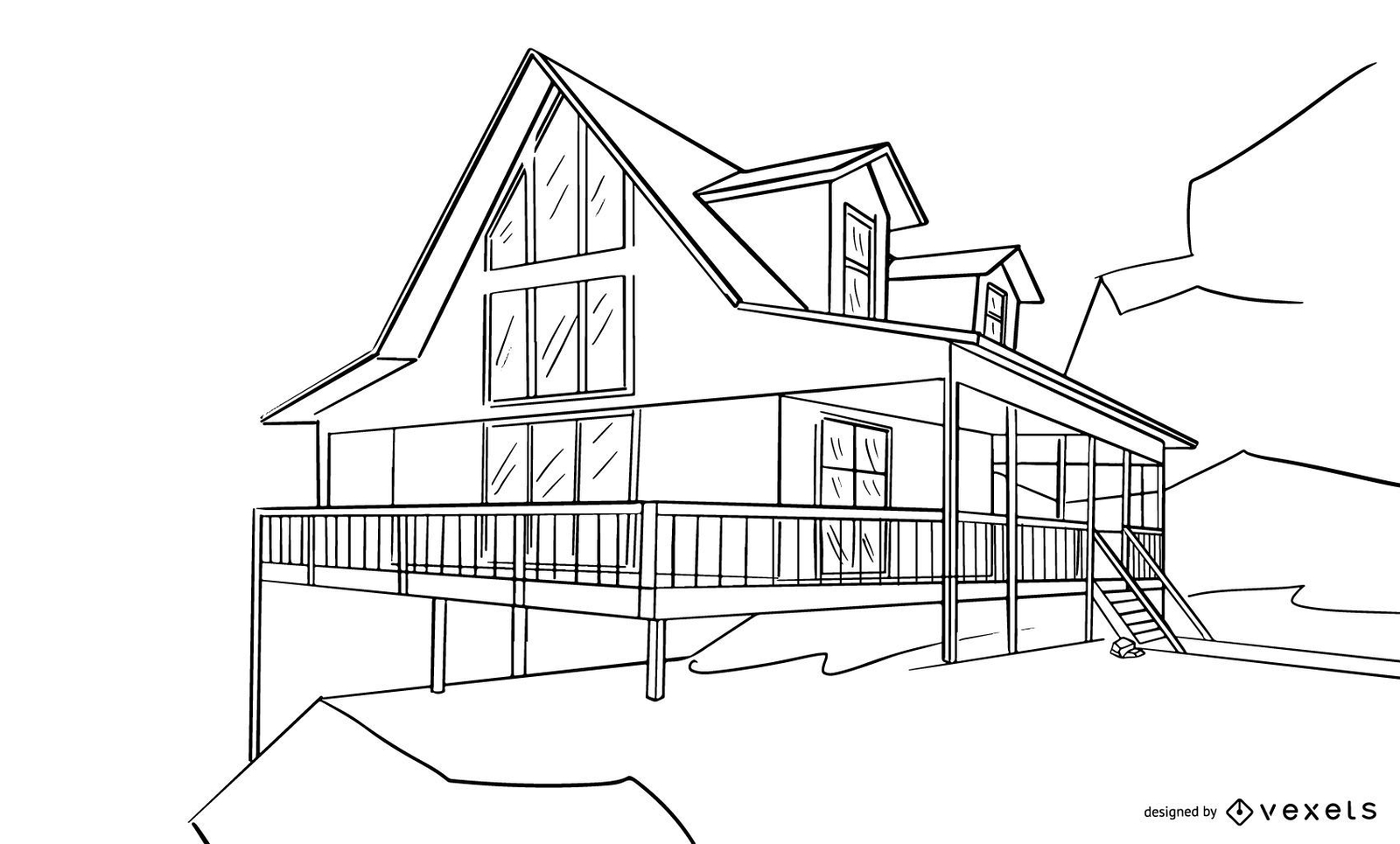 Architectural House Design Sketch Vector Download