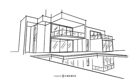 Ilustração do esboço do projeto da arquitetura