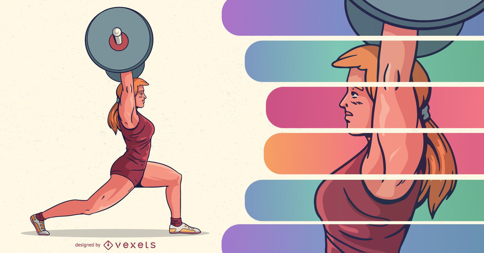 Ilustração de esportes de pessoas Powerlifter feminino