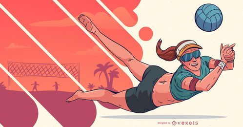 Ilustração de pessoas de esportes de jogador de voleibol