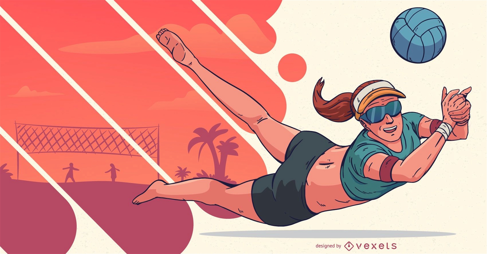Volleyball-Spieler-Sport-Leute-Illustration