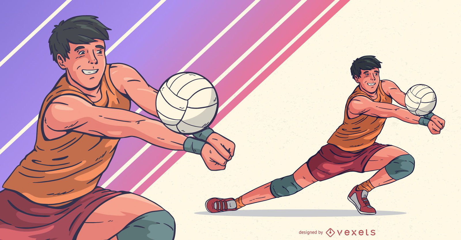 Ilustração de esportes de jogador de vôlei masculino