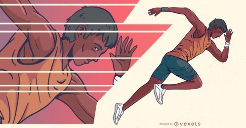 Ilustração de esportes de pessoas velocista corredor