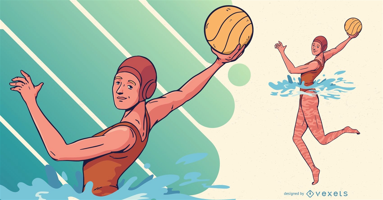 Ilustración de deportes de jugadora de waterpolo
