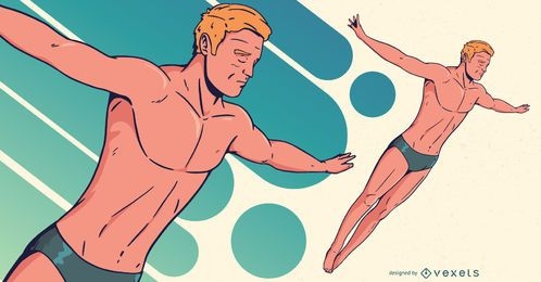 Ilustração de esportes de mergulhador masculino