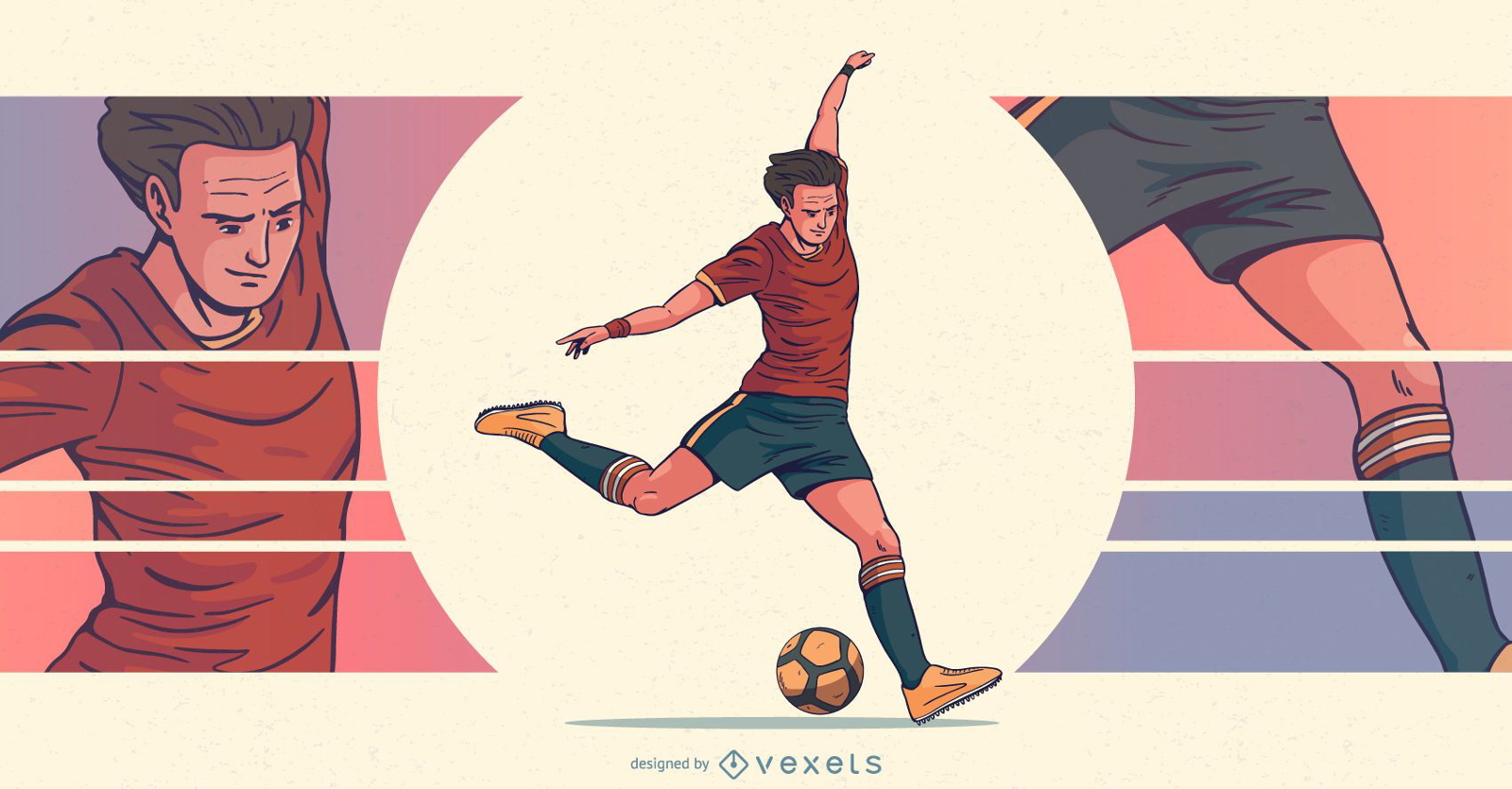 Ilustración de deportes de jugador de fútbol